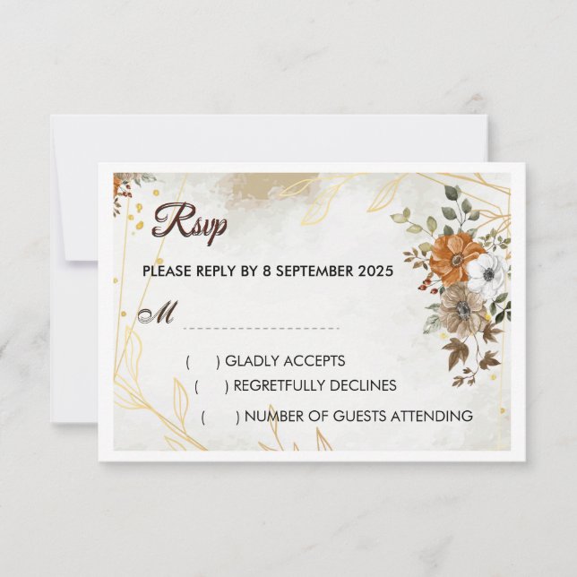 Tarjeta RSVP floral de personalizar Rustic Boho Fa (Anverso)
