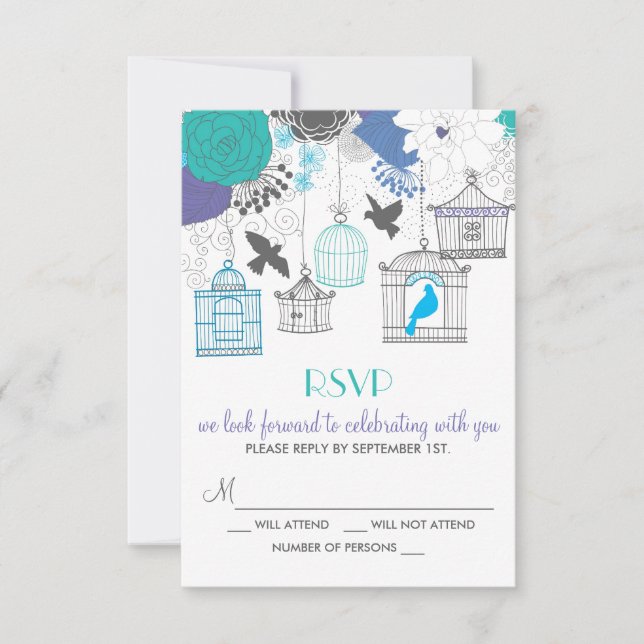Tarjeta RSVP floral de primavera para aves de cose (Anverso)