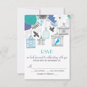 Tarjeta RSVP floral de primavera para aves de cose