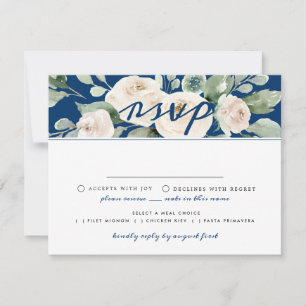 Tarjeta RSVP floral de rosa blanca con opción de c