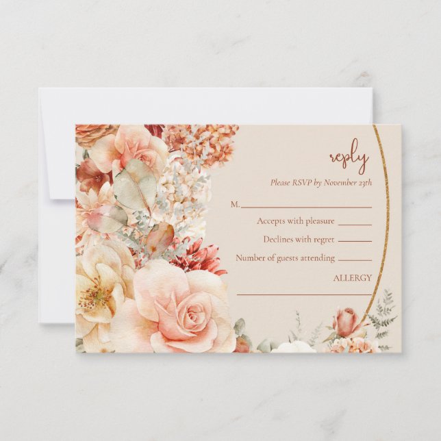 Tarjeta rsvp floral Delicate terracota blush sage (Anverso)