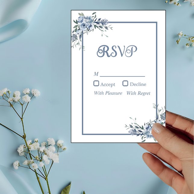 Tarjeta RSVP floral floral azul turquesa moderna (Subido por el creador)