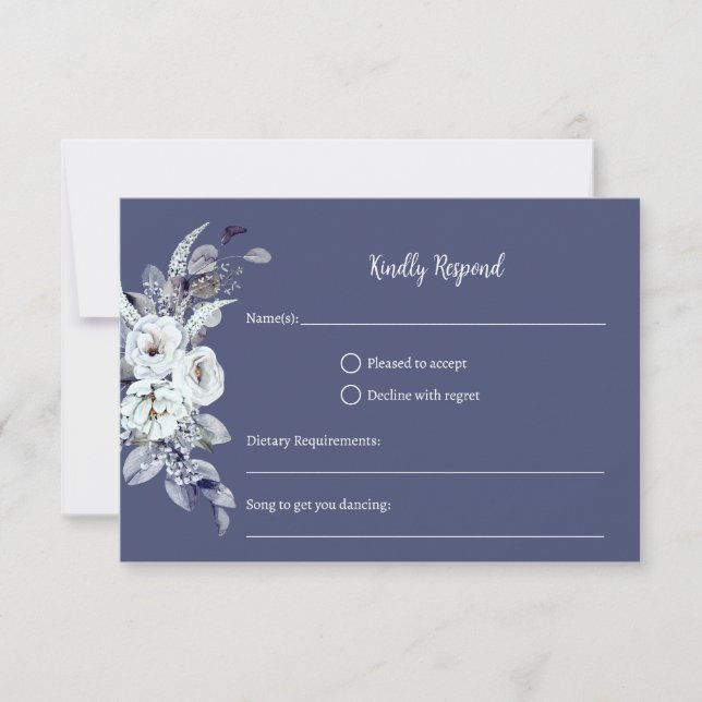 Tarjeta RSVP floral floral geométrica (Anverso)