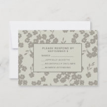 Tarjeta RSVP floral formal cálida de color gris el