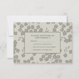 Tarjeta RSVP floral formal cálida de color gris el