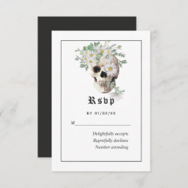 Tarjeta RSVP Floral Gothic Skull Wedding