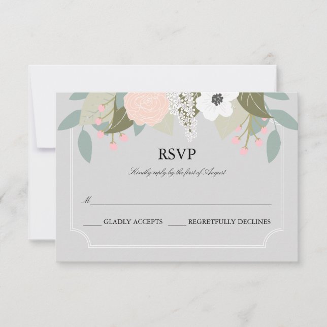 Tarjeta RSVP floral grande. (Anverso)