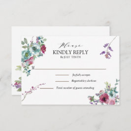 Tarjeta RSVP floral Mint and Mauve