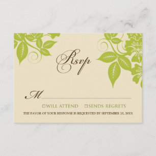 Tarjeta RSVP floral moderna de lima/chocolate