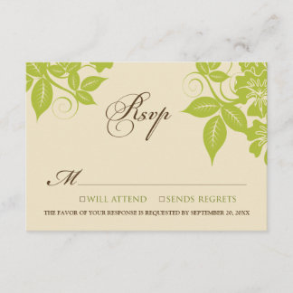 Tarjeta RSVP floral moderna de lima/chocolate
