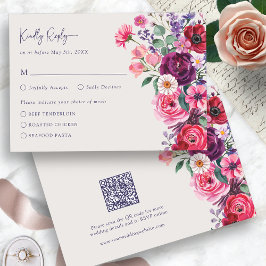 Tarjeta RSVP floral negrita