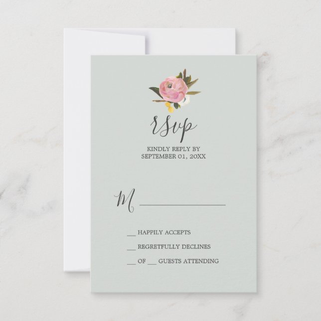Tarjeta RSVP floral pintada (Anverso)
