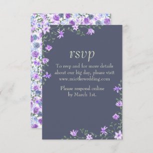Tarjeta RSVP Floral Purple & Grey Wedding