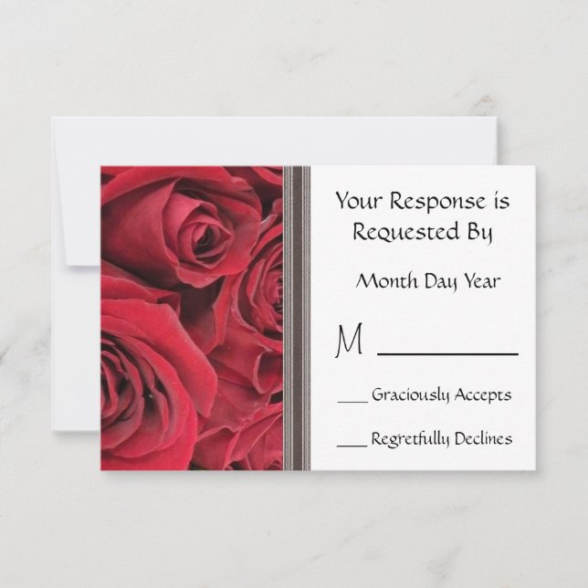 Tarjeta RSVP Floral Red Rose (Anverso)