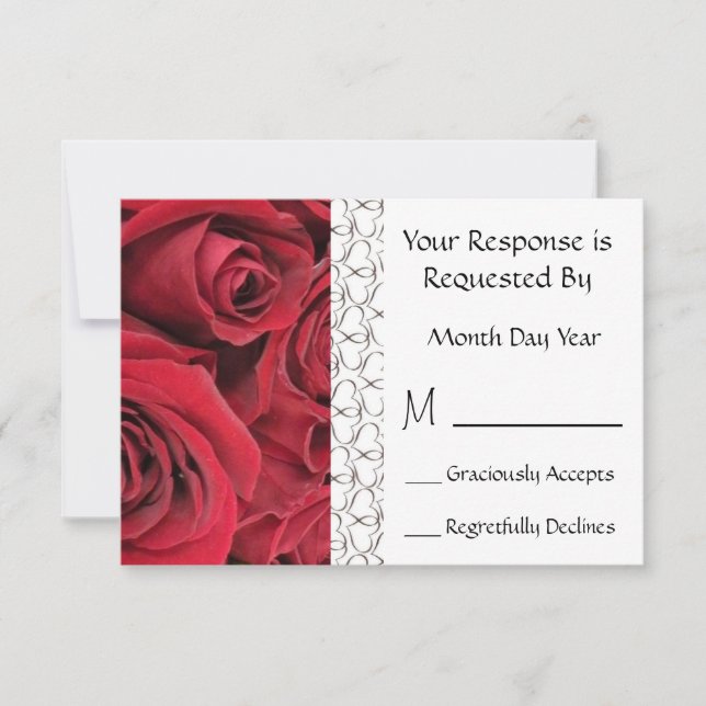 Tarjeta RSVP Floral Red Rose (Anverso)