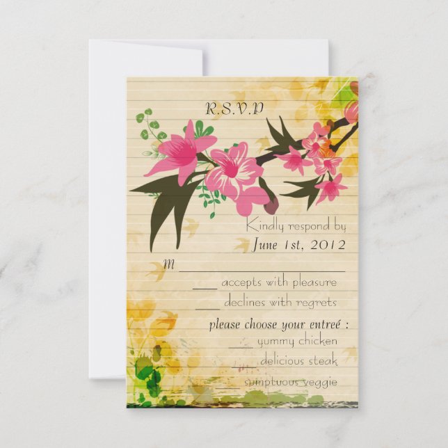 Tarjeta RSVP floral Vintage (Anverso)