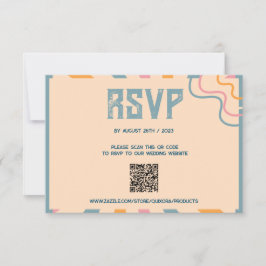 Tarjeta RSVP Floral Vintage 70 con código QR