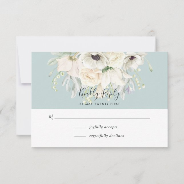 Tarjeta RSVP Floral Vintage Blanca (Anverso)