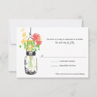 Tarjeta RSVP Flores salvajes y Mason Jar