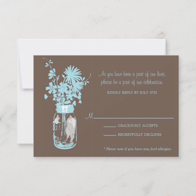 Tarjeta RSVP Flores salvajes y Mason Jar (Anverso)