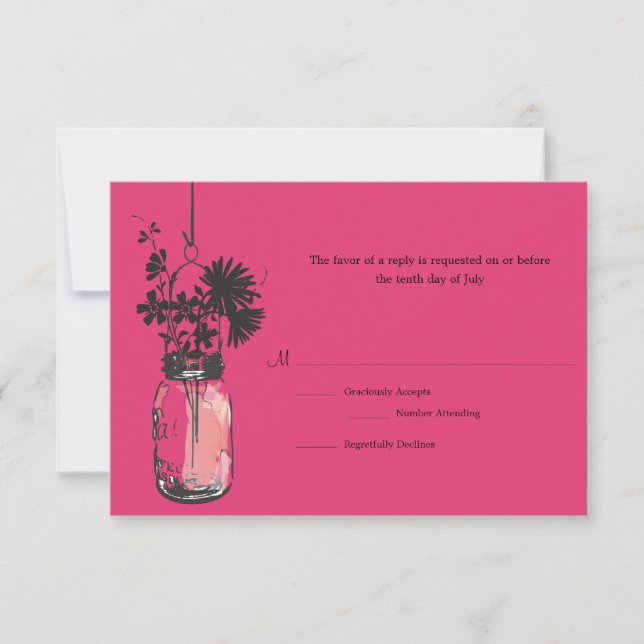 Tarjeta RSVP Flores salvajes y Mason Jar (Anverso)