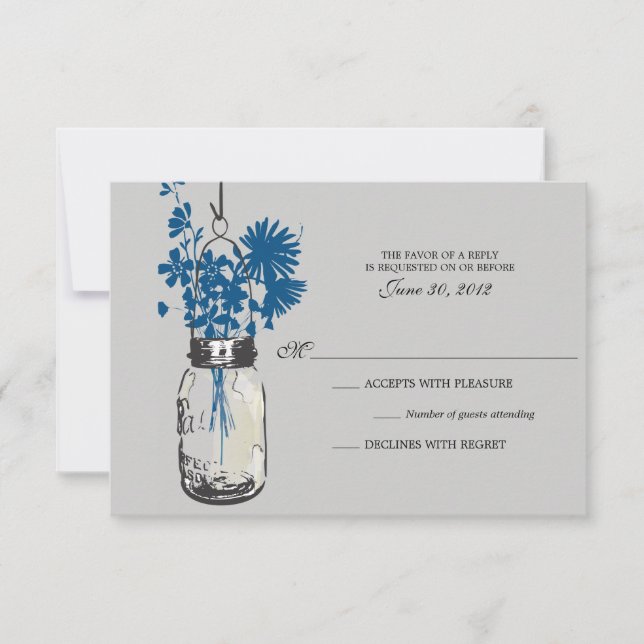 Tarjeta RSVP Flores salvajes y Mason Jar (Anverso)