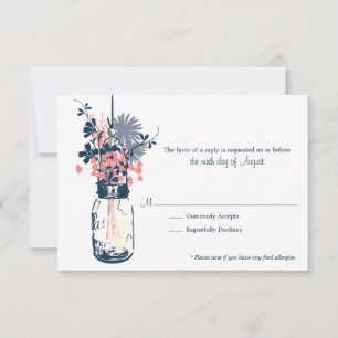 Tarjeta RSVP Flores salvajes y Mason Jar