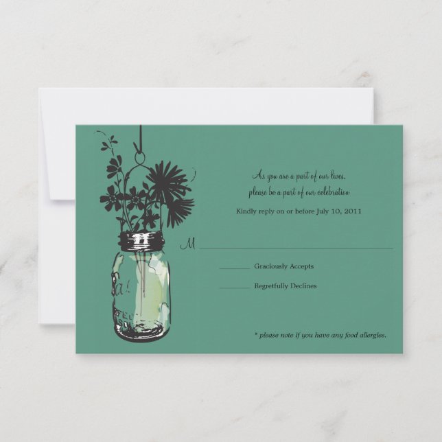 Tarjeta RSVP Flores salvajes y Mason Jar (Anverso)