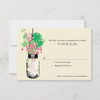 Tarjeta RSVP Flores salvajes y Mason Jar