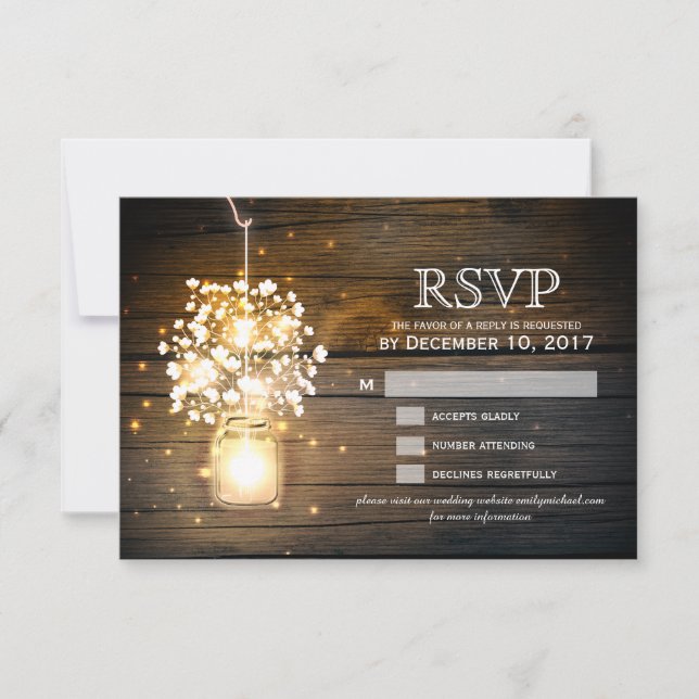 Tarjeta RSVP florida de Mason Jar gbright (Anverso)