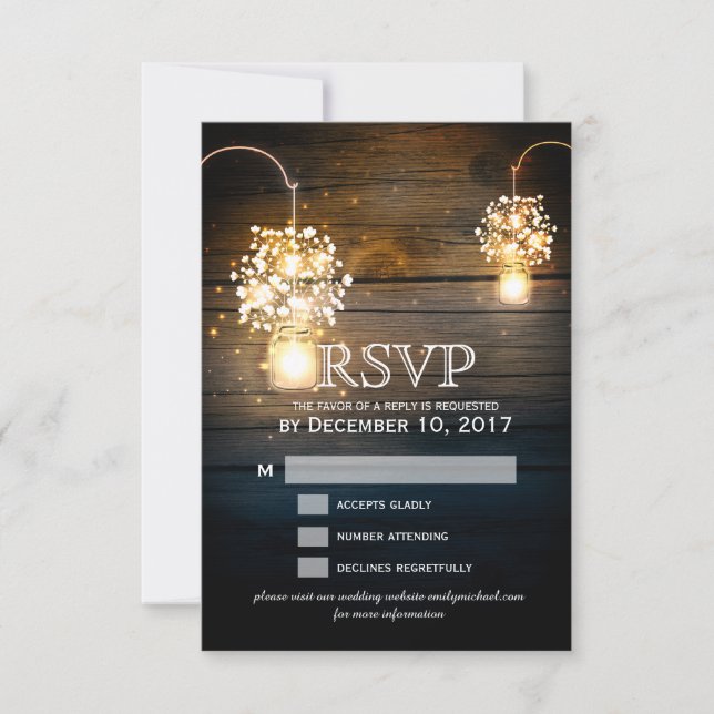 Tarjeta RSVP florida de Mason Jar gbright (Anverso)