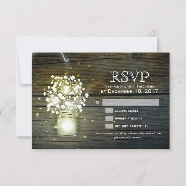 Tarjeta RSVP florida de Mason Jar gbright (Anverso)