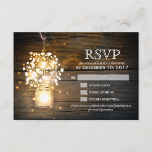 Tarjeta RSVP florida de Mason Jar gslow Lights