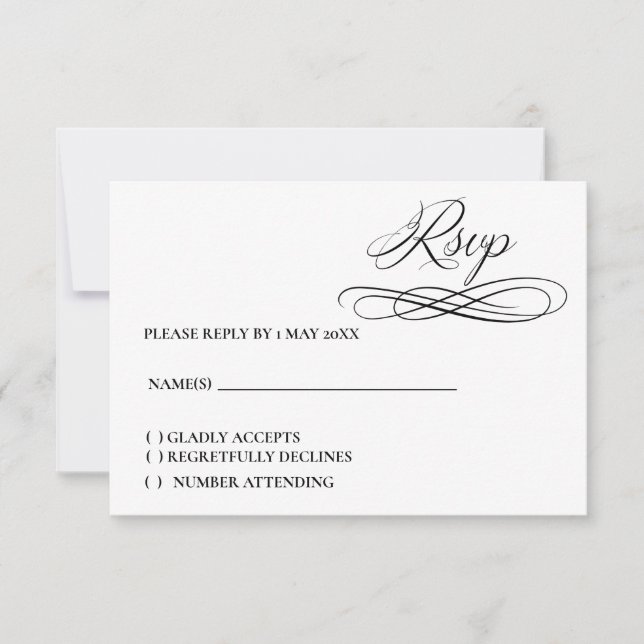 Tarjeta RSVP formal elegante (Anverso)