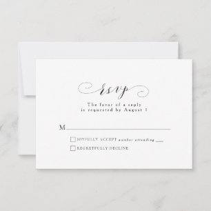 Tarjeta RSVP formal en blanco y negro