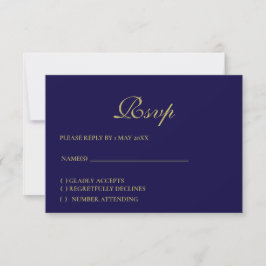 Tarjeta RSVP formal real azul formal