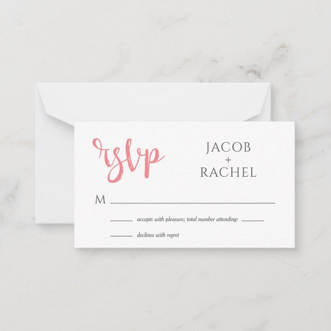 Tarjeta RSVP Genérica de escritura coral moderna (Anverso)