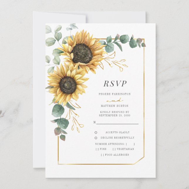 Tarjeta RSVP Geométrica De Eucalipto De Giro Rústi (Anverso)