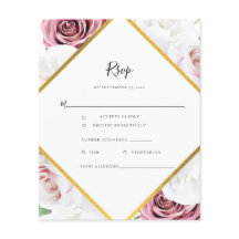 Tarjeta RSVP Geométrica Floral Presupuestaria Rosa