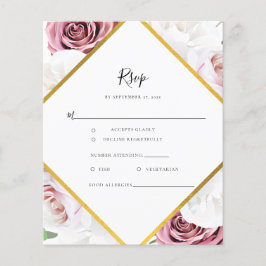 Tarjeta RSVP Geométrica Floral Presupuestaria Rosa