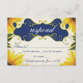 Tarjeta RSVP girasol - Azul amarillo y marino