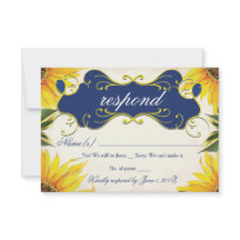Tarjeta RSVP girasol - Azul amarillo y marino