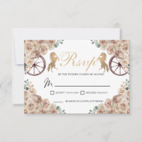 Tarjeta RSVP Gold Champagne Western Quinceanera