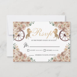 Tarjeta RSVP Gold Champagne Western Quinceanera