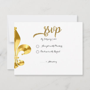 Tarjeta RSVP Gold Fleur de Lis