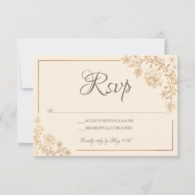 Tarjeta RSVP Gold Floral (Anverso)