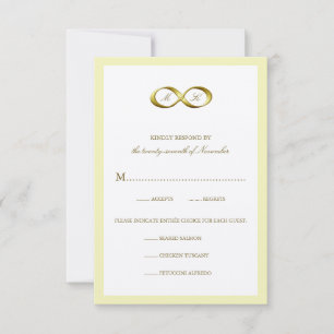 Tarjeta RSVP Gold Golden Infinity Hand Clasp Weddi
