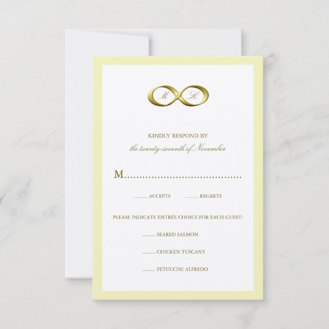 Tarjeta RSVP Gold Golden Infinity Hand Clasp Weddi (Anverso)