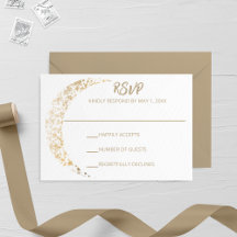 Tarjeta RSVP Gold Moon and Back Wedding