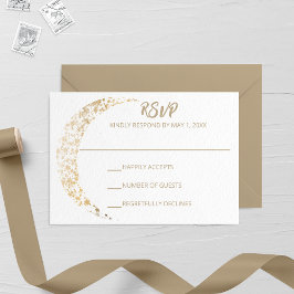 Tarjeta RSVP Gold Moon and Back Wedding
